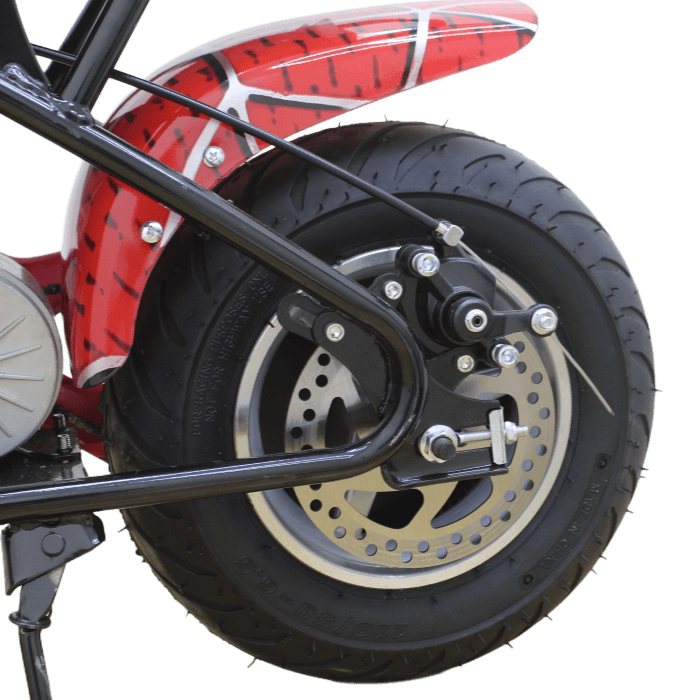 Stryde Back Wheel showing the disc brakes, stand